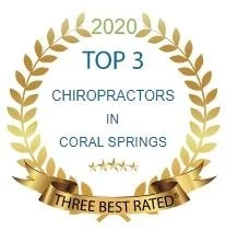 A badge reading "Top 3 Chiropractors in Coral Springs"